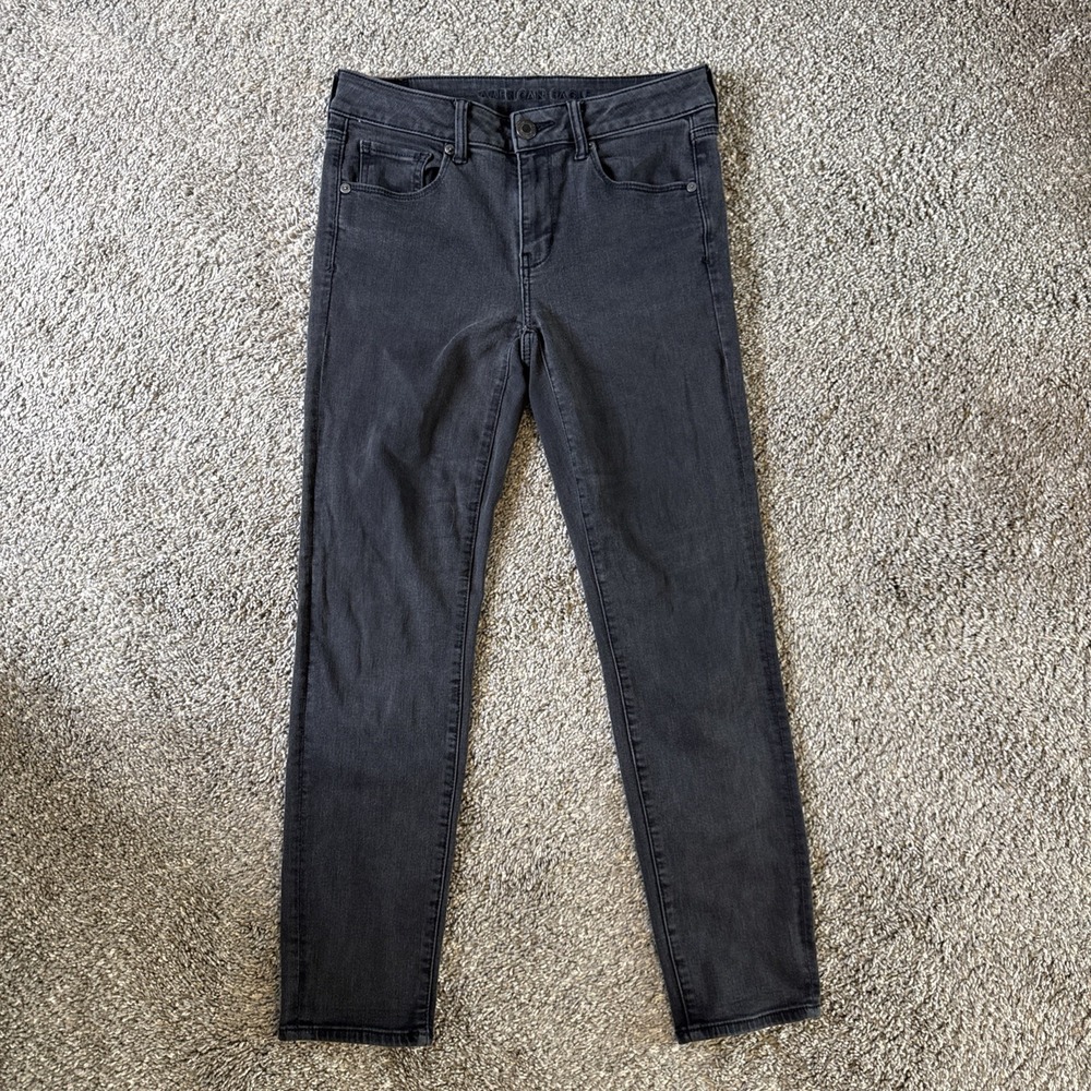 American Eagle Women's Next Level Mid-Rise Skinny Jeans Black Size 8 Short